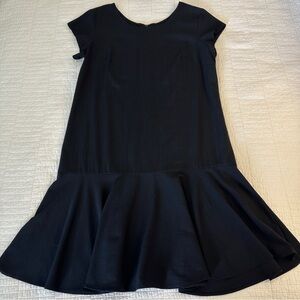 Vintage 80’s black Sz 12 Drop Waist Shift Dress Peplum by Stuart Alan